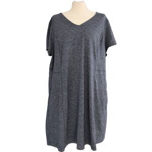 J.Jill Fit Marled V-neck Dress Womens XL Gray heather Athleisure Cozy Minimalist